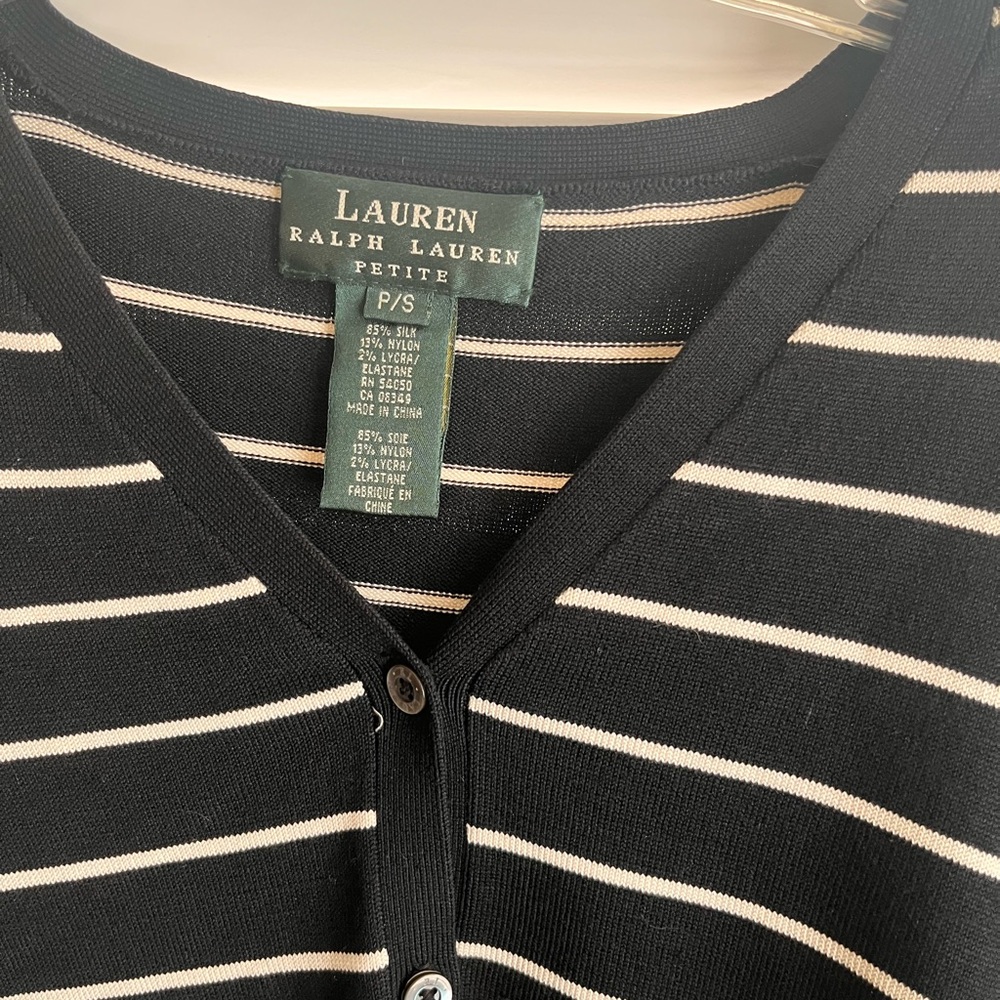Lauren Ralph Lauren Black and White Button-Up Sweater